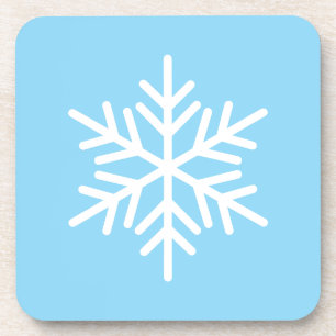 Stylish Chic White Nordic Snowflake On Frost Blue Coaster