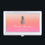 Stylish chick colourful silver pineapple makeup business card holder<br><div class="desc">Modern and colourful faux silver pineapple design.</div>