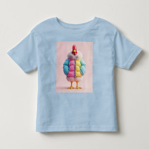 Stylish Chicken in Colourful Winter Puffer Jacket Toddler T-shirt