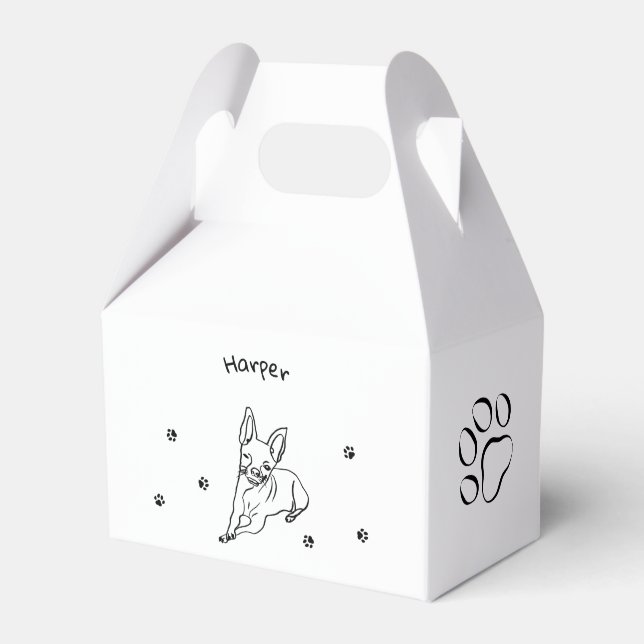 Stylish Chihuahua: Personalised Line Art Favor Box (Front Side)