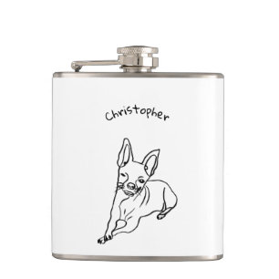 Stylish Chihuahua: Personalised Line Art  Hip Flask