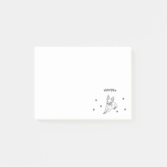 Stylish Chihuahua: Personalised Line Art Post-it Notes (Front)