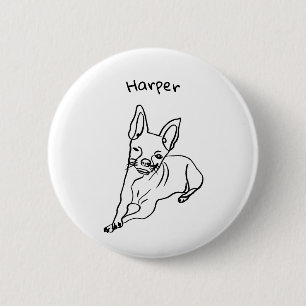 Stylish Chihuahua: Personalized Line Art Decor 2 Inch Round Button