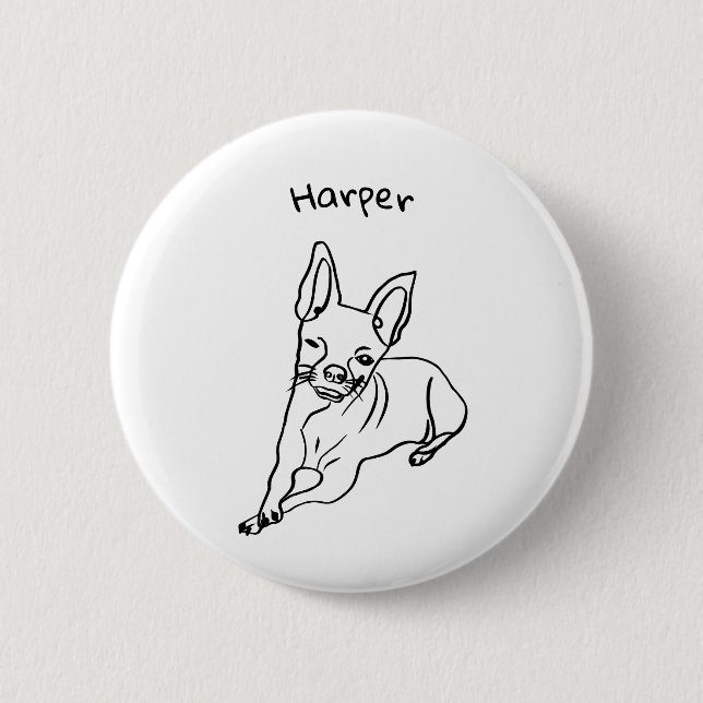 Stylish Chihuahua: Personalized Line Art Decor 2 Inch Round Button (Front)