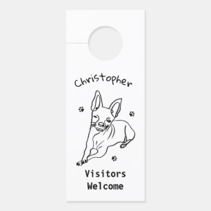 Stylish Chihuahua: Personalized Line Art Decor Door Hanger