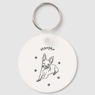 Stylish Chihuahua: Personalized Line Art Decor Keychain