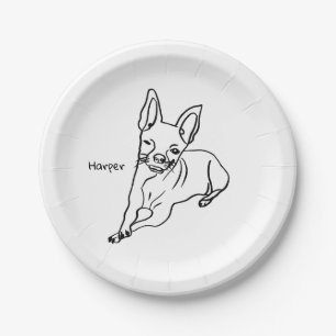 Stylish Chihuahua: Personalized Line Art Decor Paper Plate