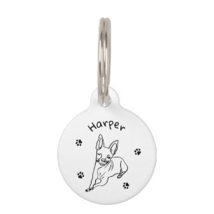 Stylish Chihuahua: Personalized Line Art Decor Pet Tag