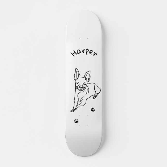 Stylish Chihuahua: Personalized Line Art Decor Skateboard (Front)