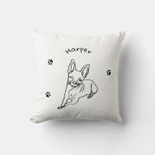 Stylish Chihuahua: Personalized Line Art Decor Throw Pillow