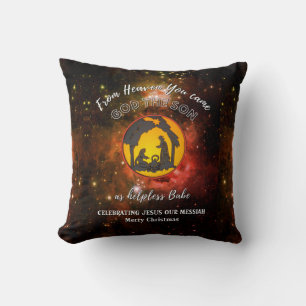 Stylish Christian Christmas Nativity Throw Pillow