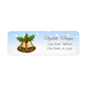 Stylish Christmas Bells Holly Branches,Glittery