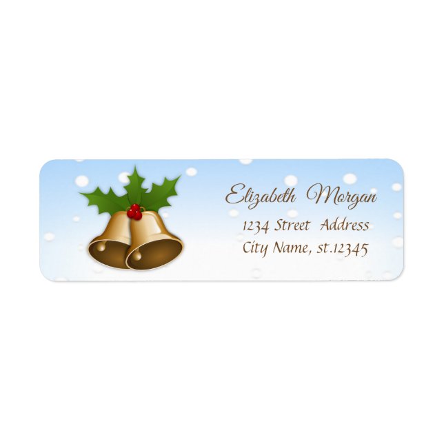Stylish Christmas Bells Holly  Branches,Glittery (Front)