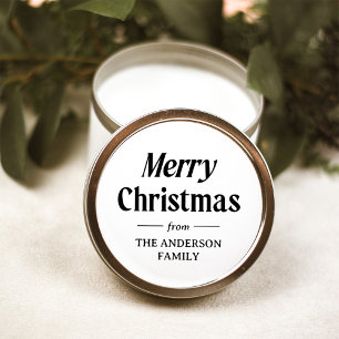 Stylish Christmas Black and White Holiday Classic Round Sticker
