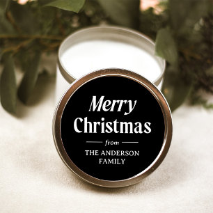 Stylish Christmas Black Holiday Classic Round Sticker