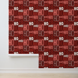 Stylish Christmas Holiday Ho Ho Ho Red Typography Wallpaper