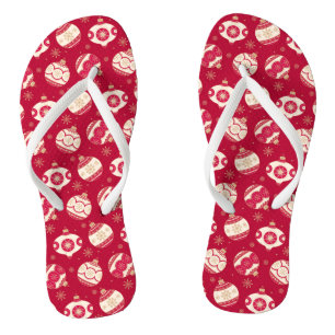 Stylish Christmas Holidays Decorations Pattern Flip Flops