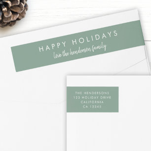 Stylish Christmas Modern Minimal Green Address Wrap Around Label