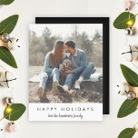 Stylish Christmas | Modern Trendy Minimal Photo Holiday Card<br><div class="desc">Simple, stylish, trendy flat holiday photo card with modern minimal typography quote "Happy Holidays" in black on a clean simple white background. The design features a handwritten script love family name in an informal casual style. The name and greeting can be easily customized for a personal touch. A bold, minimalist...</div>
