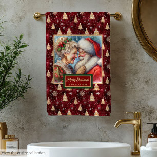 Stylish Christmas Mr. and Mrs. Claus Bath Towel