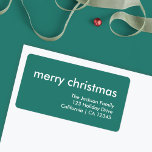 Stylish Christmas | Simple Green Return Address Label<br><div class="desc">Simple, stylish "merry Christmas" quote return address label with modern typography in white on a forest green background in a minimalist 'scandi' scandinavian design style. The label can be easily personalized with your own greeting, return name and address to make a truly bespoke christmas holiday label for the festive season...</div>