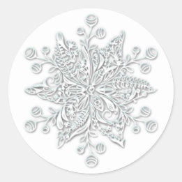 Stylish Christmas Snowflake Classic Round Sticker