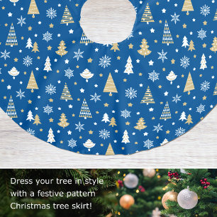 Stylish Christmas Snowflakes Pattern Blue Brushed Polyester Tree Skirt
