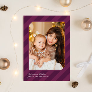 Stylish Christmas Stripes Simply Elegant Photo Holiday Card