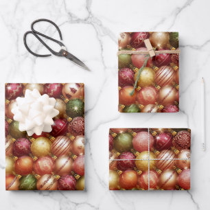 Stylish Christmas Tree Baubles Decorations Holiday Wrapping Paper Sheet