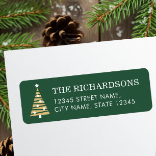 Stylish Christmas Tree Forest Green Return Address