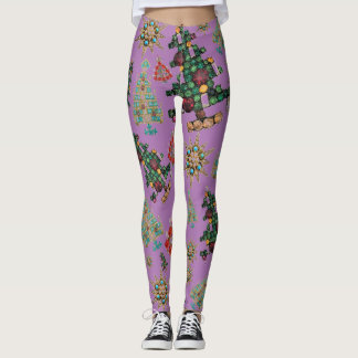 Stylish Christmas Tree Jewel Bling Leggings