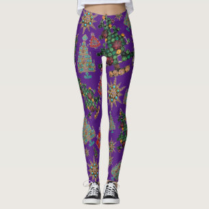 Stylish Christmas Tree Jewel Bling Leggings