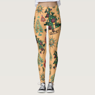 Stylish Christmas Tree Jewel Pattern Leggings