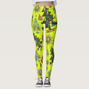 Stylish Christmas Tree Jewel Pattern Leggings