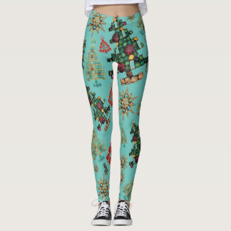 Stylish Christmas Tree Jewel Pattern Leggings