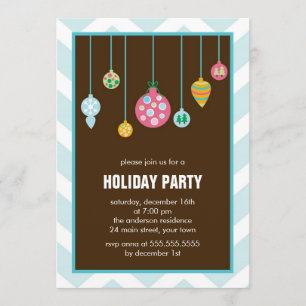 Stylish Christmas Tree Ornaments Holiday Party Invitation