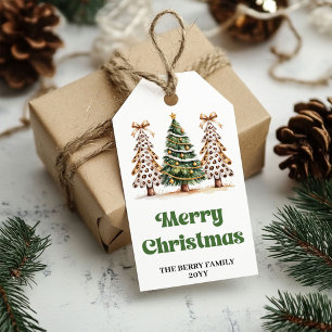 Stylish Christmas trees minimalist custom gift tag