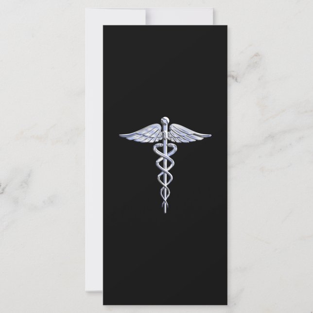 Stylish Chrome Like Caduceus Medical Symbol (Front)