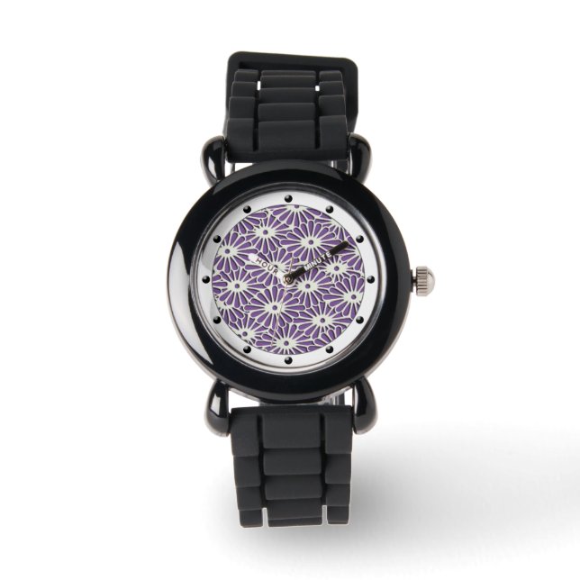 Stylish chrysanthemum traditional japanese pattern watch (Front)