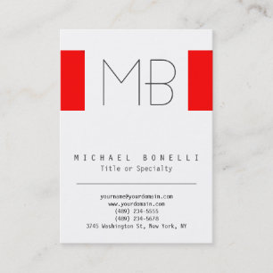 Stylish Chubby Monogram White Red Business Card