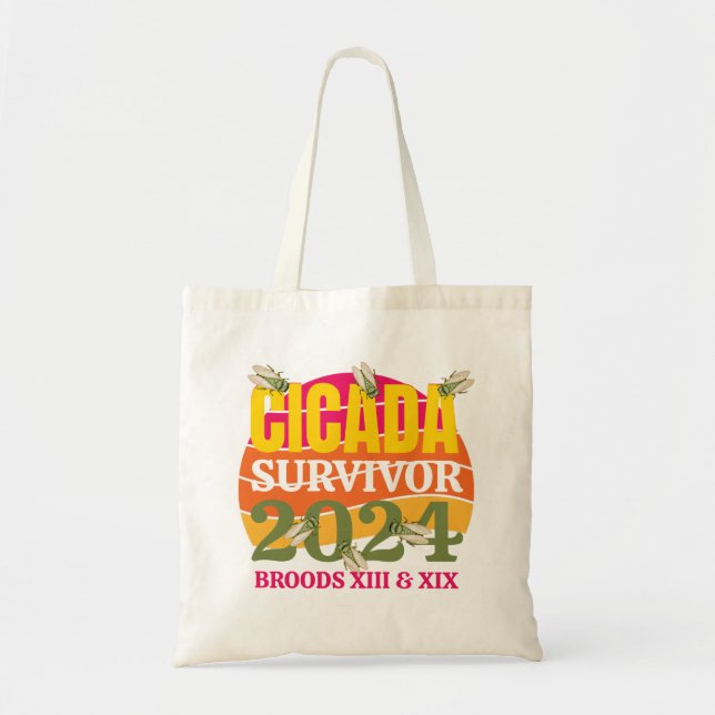 Stylish CICADA SURVIVOR 2024 Broods XIII XIX Tote Bag (Front)