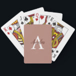 Stylish Cinnamon Monogram Playing Cards<br><div class="desc">Stylish Cinnamon Monogram Playing Cards featuring an elegant arrangement of name and monogram initial on a pretty cinnamon colour background. The design is easy to personalize by typing the name and initial of your choice into the online personalization template before ordering cards.</div>