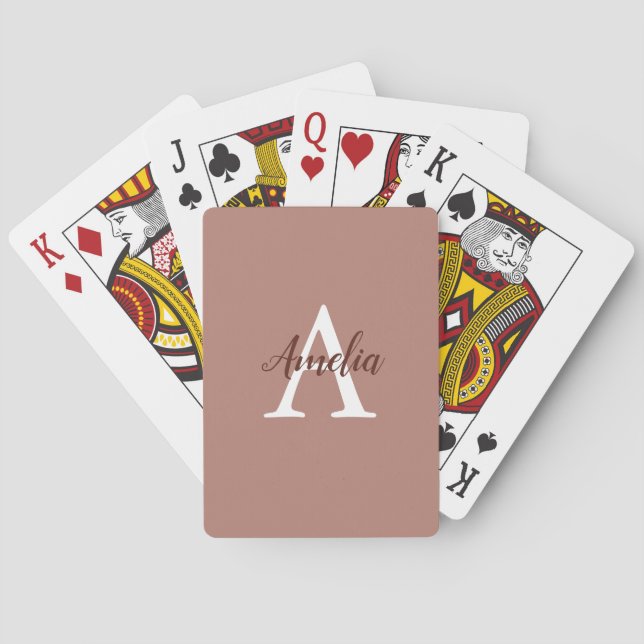 Stylish Cinnamon Monogram Playing Cards (Back)