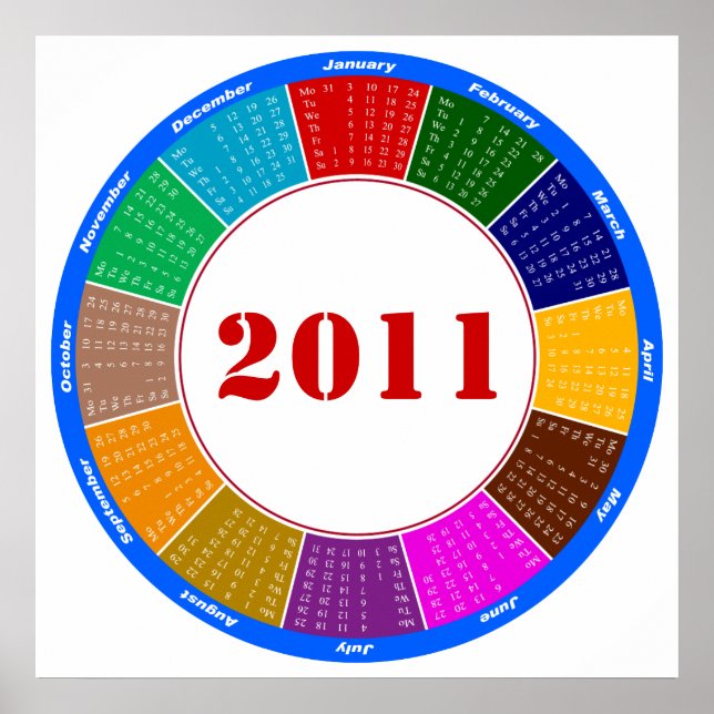 Stylish Circular 2011 Calendar Poster (Front)