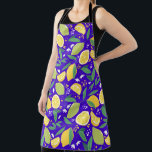Stylish Citrus Lemon Botanical Pattern in Blue Apron<br><div class="desc">Stylish Citrus Lemon Botanical Pattern in Blue Apron</div>
