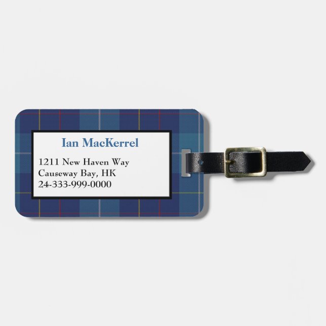 Stylish Clan MacKerrell Tartan Plaid Luggage Tag (Front Horizontal)