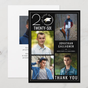 Stylish Class Year 5 Photo Graduation Custom Colou Thank You Card