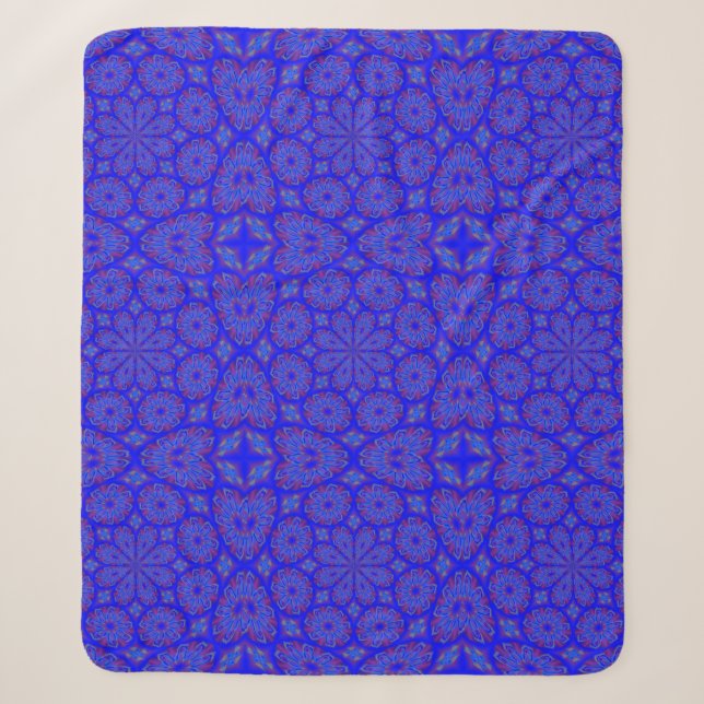 Stylish classic blue and purple Sherpa blanket (Front)