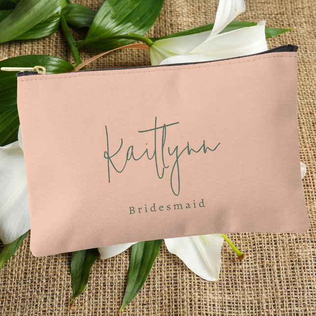 Stylish Classic Custom Name Script Bridesmaid  Accessory Pouch (Creator Uploaded)
