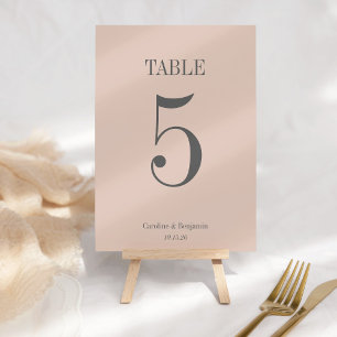 Stylish Classic Dusty Blush Elegant Simple Wedding Table Number